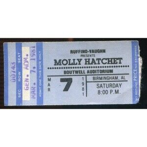 Vintage 1981 Molly Hatchet 38 Special Concert Ticket Stub Birmingham AL